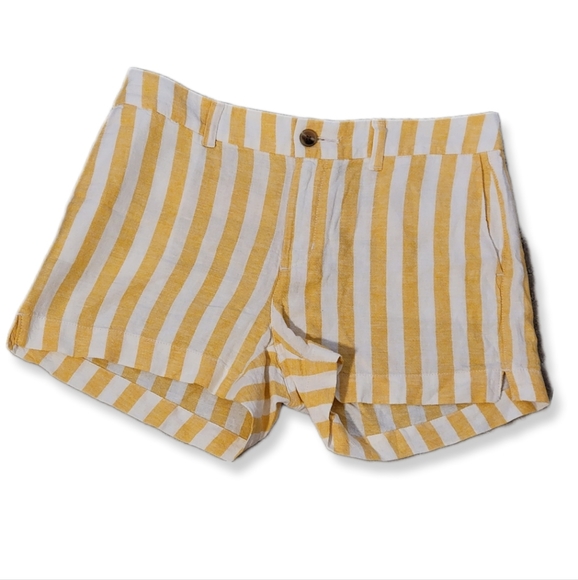 Old Navy Size 6 Everyday Shorts linen/rayon blend Yellow White striped NWOT - Picture 1 of 6